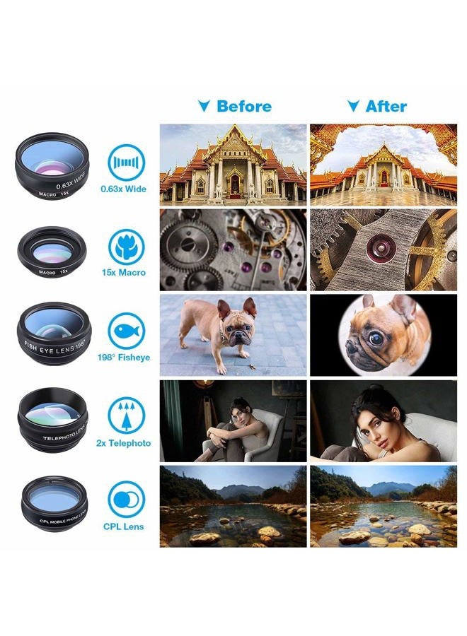 Apexel Phone Camera Lens-Macro Lens+Wide Lens+Fisheye Lens+Telephoto Lens+CPL/Flow/Radial/Star Filter+Kaleidoscope 3/6 Lens 10 in 1 Lens Kit +Remote Shutter for iPhone, Samsung,LG and Most Smartphones - Image 4